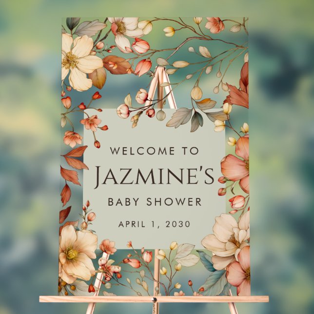 Babydusche für Wildblumen mit Kernbrenner Willkomm Acrylschild (Neutral)