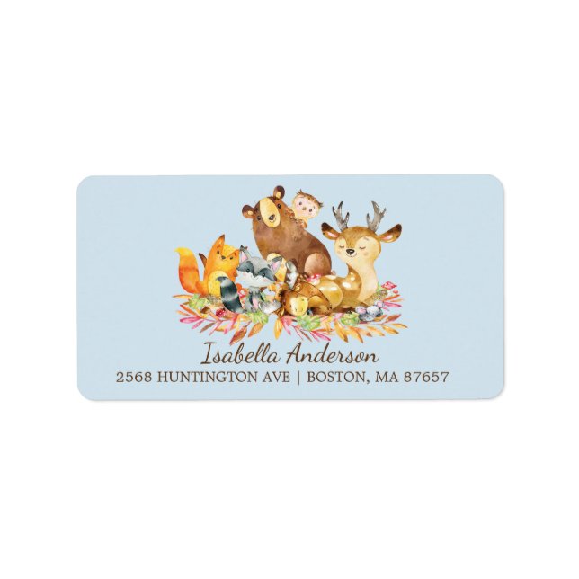 Babydusche für Woodland-Tiere - Adressetikett (Vorne)