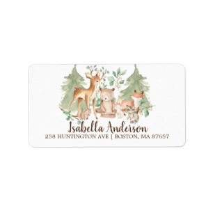 Babydusche für Woodland-Tiere - Adressetikett