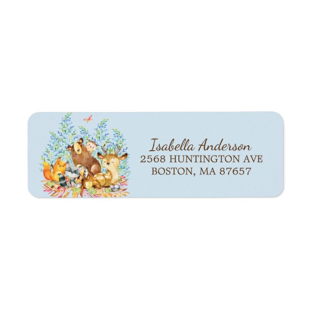 Babydusche für Woodland-Tiere - Adressetikett (Vorne)