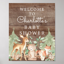 Babydusche für Woodland Tiere Begrüßungszeichen Poster