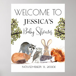 Babydusche für Woodland Tiere Begrüßungszeichen Poster