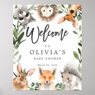 Babydusche für Woodland Tiere Begrüßungszeichen Poster