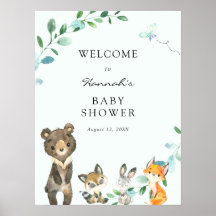Babydusche für Woodland Tiere Begrüßungszeichen