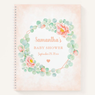 Babydusche Gästebuch Eucalyptus Floral Wreath Notizbuch