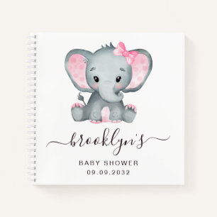 Babydusche Gästebuch   Rosa Elefant Notizbuch
