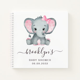 Babydusche Gästebuch   Rosa Elefant Notizbuch