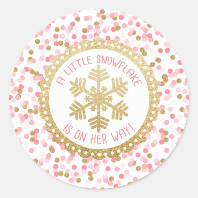 Babydusche-Gastgeschenk-Aufkleber - Goldene Schnee Runder Aufkleber (Vorderseite)