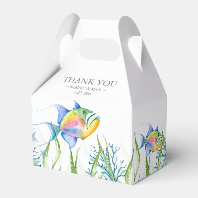 Babydusche Gefälligkeitsboxen Wasserfarbe Tropisch Geschenkschachtel (Vorderseite)