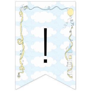 Babydusche Gelb/Blau/Schloss, Frack-Banner Wimpelkette