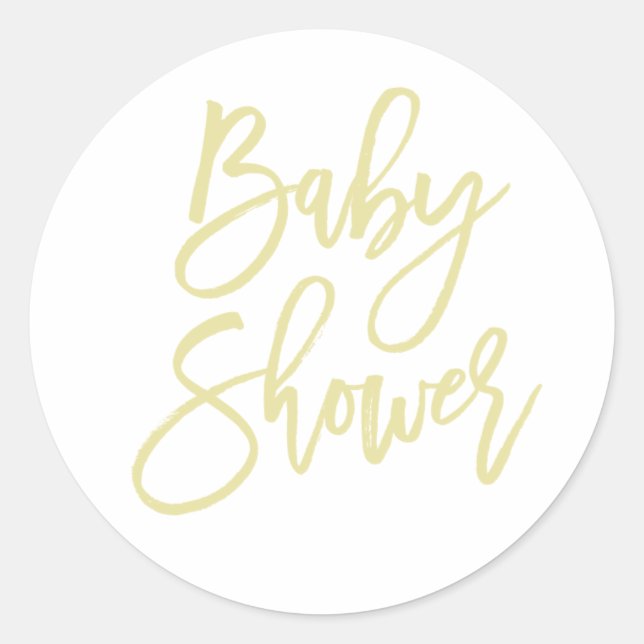 Babydusche Gelb/Limone Buchstabenaufkleber Runder Aufkleber (Vorderseite)