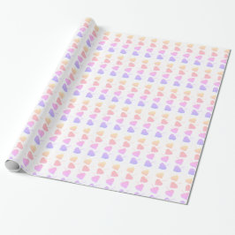 Babydusche Gelb, Rosa und Lila Herzen Geschenkpapier