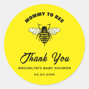Babydusche Gelb Schwarze Mommy Cool, stilvoll Runder Aufkleber
