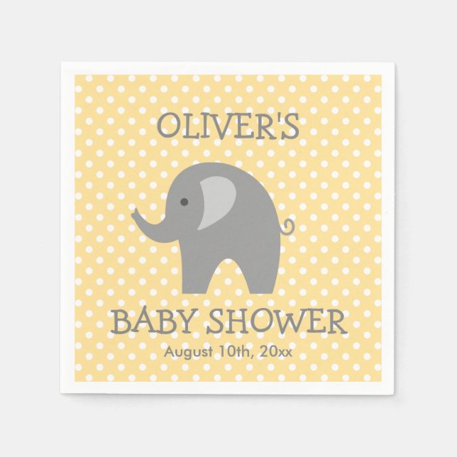 Babydusche, gelb und grau, niedlich serviette (Vorderseite)