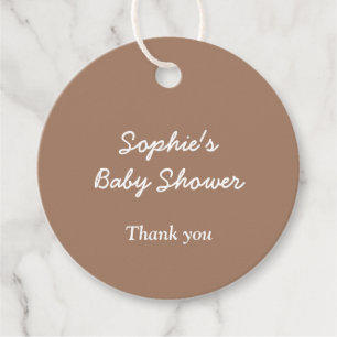 Babydusche Gentle Brown Minimalistisch Gefallen Ta Geschenkanhänger