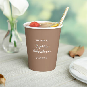 Babydusche Gentle Brown Minimalistisch Paper Cups Pappbecher
