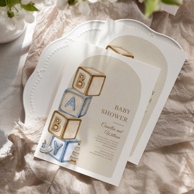 Babydusche, geschlechtsneutral, Buchstabenblöcke Einladung (Von Creator hochgeladen)