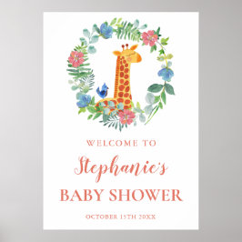 Babydusche Giraffe & Blumenkleider Kinderdusche Poster