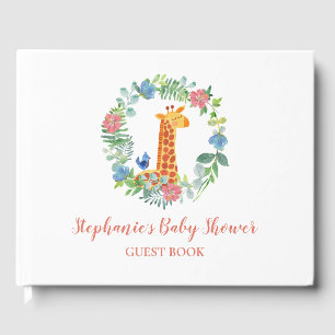 Babydusche Giraffe & Blumenkleider Personalisiert Gästebuch