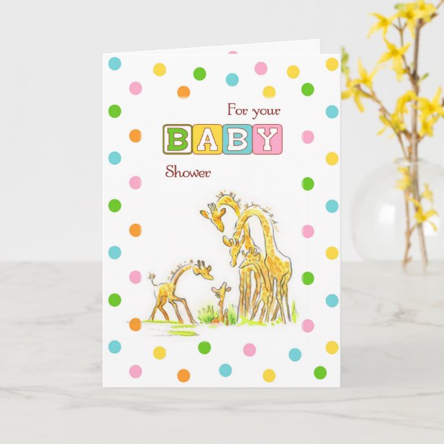 Babydusche Giraffe Glückwunschkarte Karte (Gelbe Blume)