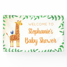 Babydusche Giraffe Grün Willkommen