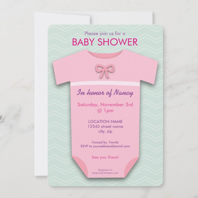 Babydusche Girl Bodysuit Einladung (Vorderseite)