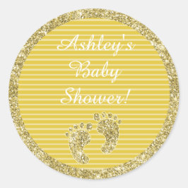 Babydusche "Gold Baby Feet" Aufkleber 1/2" oder 3"