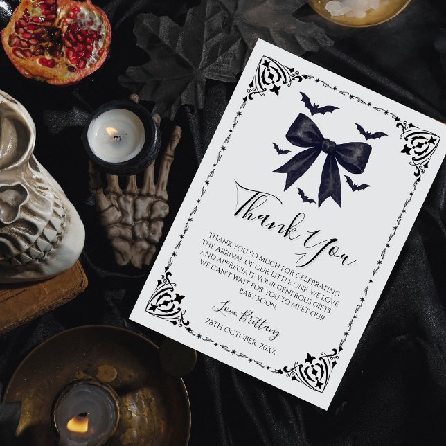 Babydusche Gothic von Fledermäusen und Bows Dankeskarte (Von Creator hochgeladen)