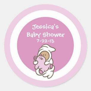 Babydusche Greifsticker (rosa Mädchen, mittlere Ha Runder Aufkleber