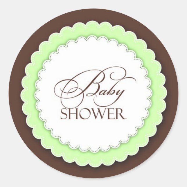 Babydusche grün braun runder aufkleber (Vorderseite)