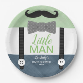 Babydusche grün Marineblau kleines Mann Thema Pappteller