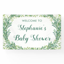 Babydusche Grüne Blätter Willkommen