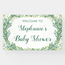 Babydusche Grüne Blätter Willkommen Banner