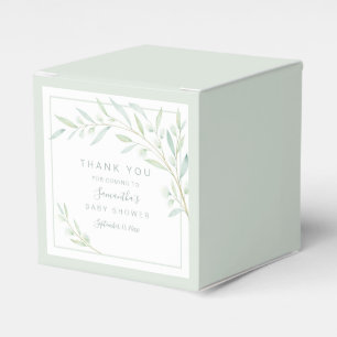 Babydusche Grüne Elegante Blätter Geschenkschachtel