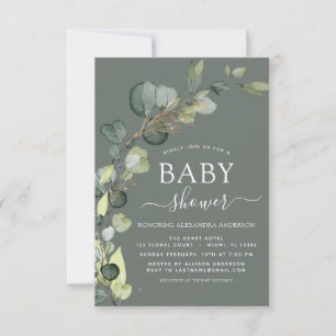 Babydusche Grüne Eucalyptus Sukkulent Elegant Einladung