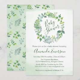 Babydusche Grünpflanze Wreath Botanical Einladung