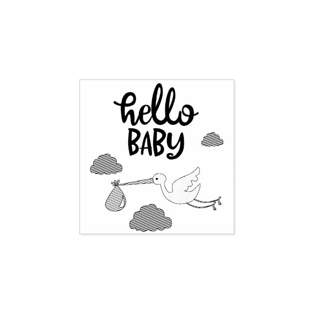 Babydusche Hallo Neue Familie Gummistempel (Prägung)