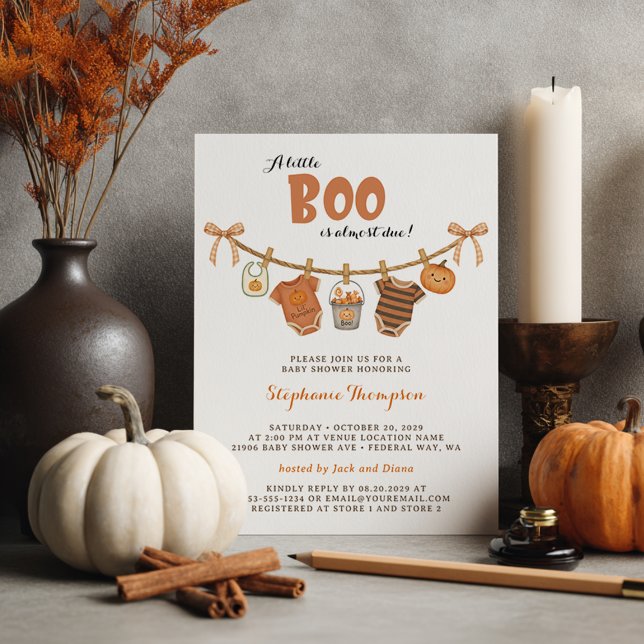 Babydusche Halloween Little Boo Einladung (Baby Shower Halloween Little Boo Invitation)