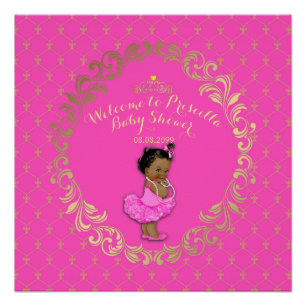 Babydusche, heißes Rosa und Gold, königlicher Hint Poster