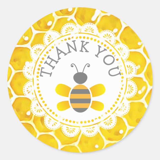 Babydusche Honeybee Danke Honeycomb Stickers (Vorderseite)