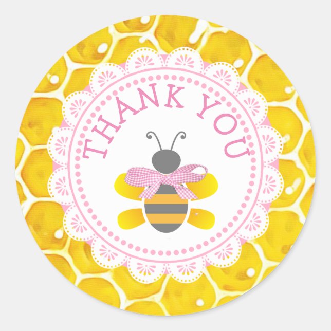 Babydusche Honeybee Danke Honeycomb Stickers (Vorderseite)