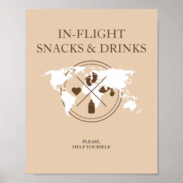 Babydusche im Flug-Food-Table-Zeichen Poster (Vorne)