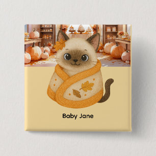 Babydusche im Herbst für Katzenliebhaber Button