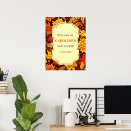 Babydusche im Herbst Herbstlaub Begrüßungszeichen Poster
