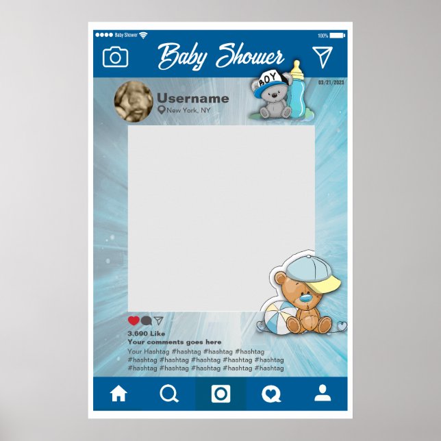 Babydusche Instagram individuelle Selfie-Rahmen Poster (Vorne)