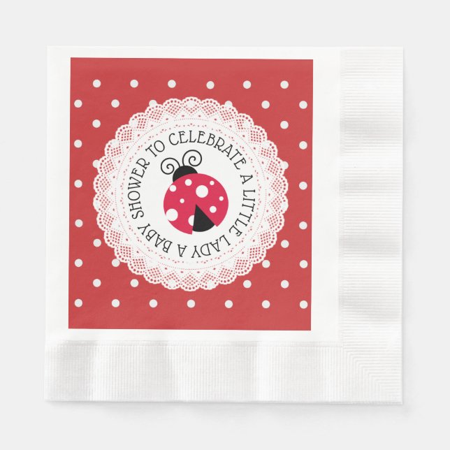 Babydusche ist ein Mädchen Ladybug Serviette (Vorderseite)