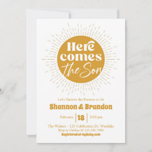 Babydusche, Junge, Sonne, Retro Einladung