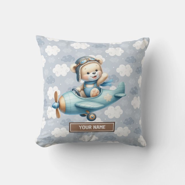 Babydusche Kinderzimmer Dekoration Blue Teddy Bear Kissen (Vorderseite)
