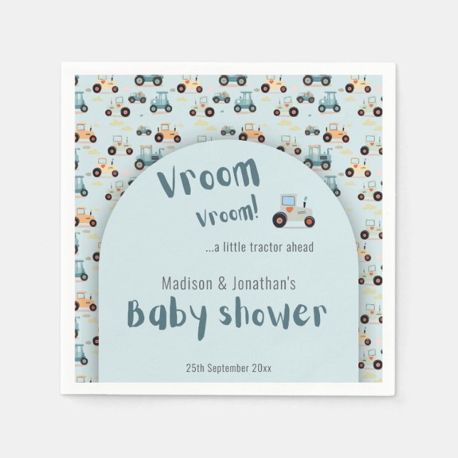 Babydusche kleiner Traktor voraus Papier Napkin Serviette (Vorderseite)