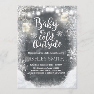 Babydusche lädt Baby im Winter ein Einladung